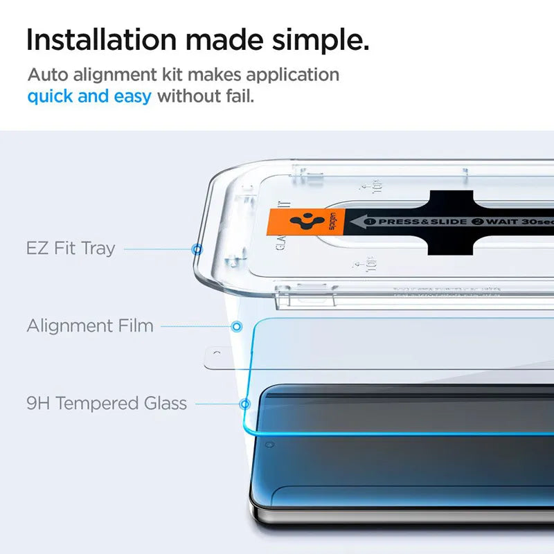 Spigen GLAS.TR EZ FIT 2 vnt. – grūdintas stiklas, skirtas Samsung Galaxy S25+ / S24+ (2 vnt.)