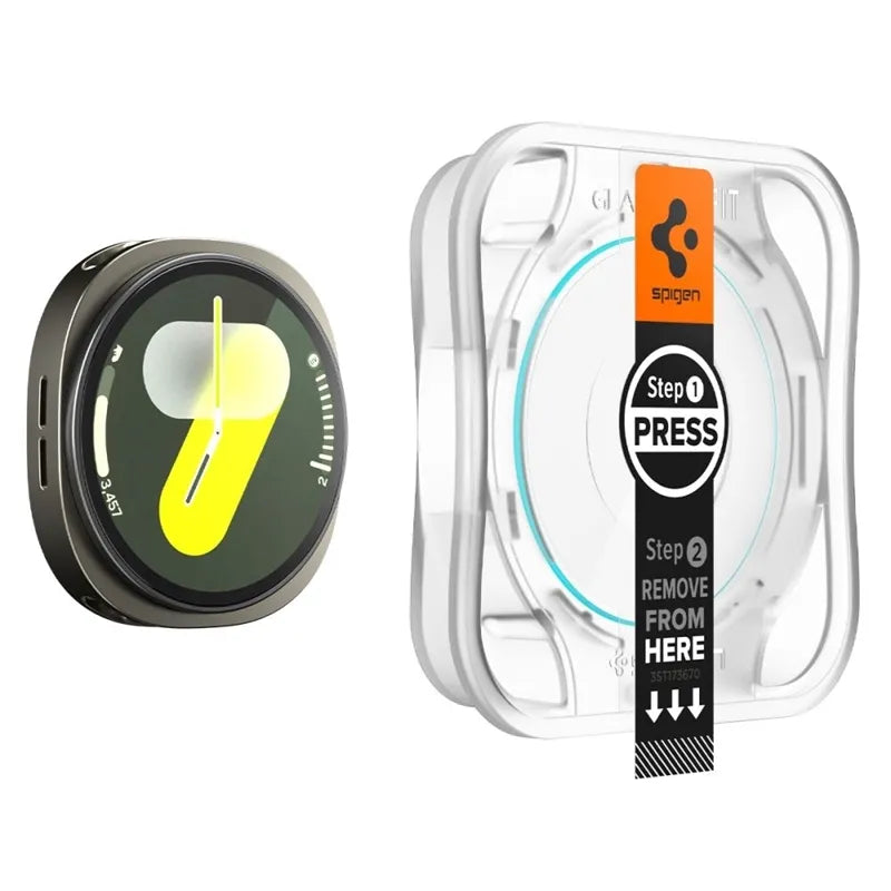 Spigen GLAS.TR EZ FIT 2 vnt. – Grūdintas stiklas, skirtas Samsung Galaxy Watch 8 44 mm (2 vnt.)