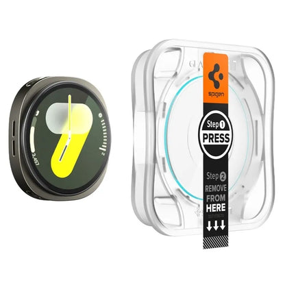 Spigen GLAS.TR EZ FIT 2 vnt. – Grūdintas stiklas, skirtas Samsung Galaxy Watch 8 44 mm (2 vnt.)