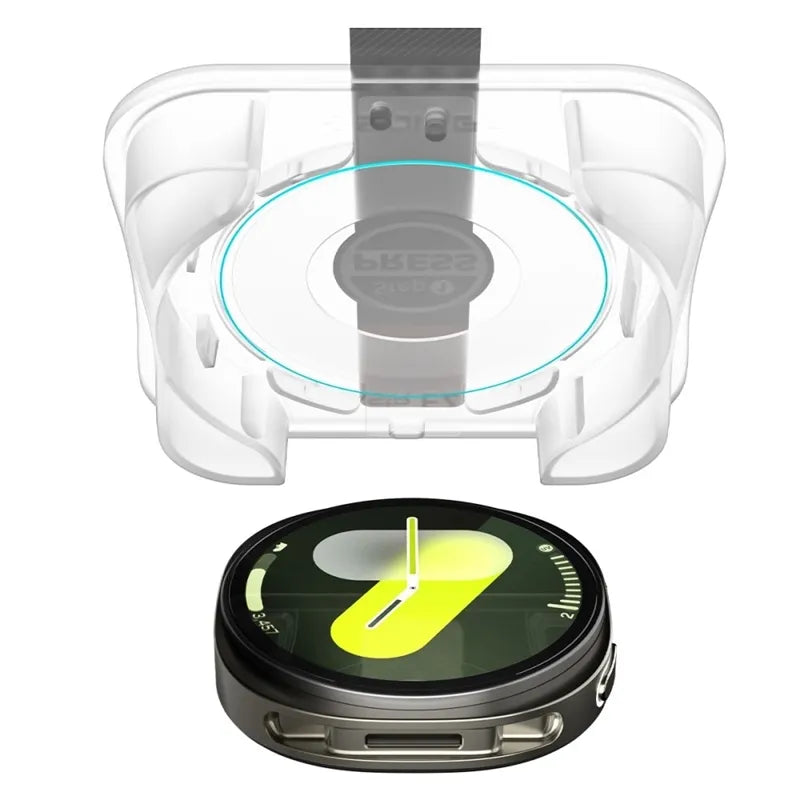 Spigen GLAS.TR EZ FIT 2 vnt. – Grūdintas stiklas, skirtas Samsung Galaxy Watch 8 44 mm (2 vnt.)
