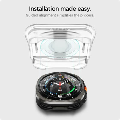 Spigen GLAS.TR EZ FIT 2 vnt. – Grūdintas stiklas, skirtas Samsung Galaxy Watch Ultra 47 mm (2025/2024) (2 vienetai)