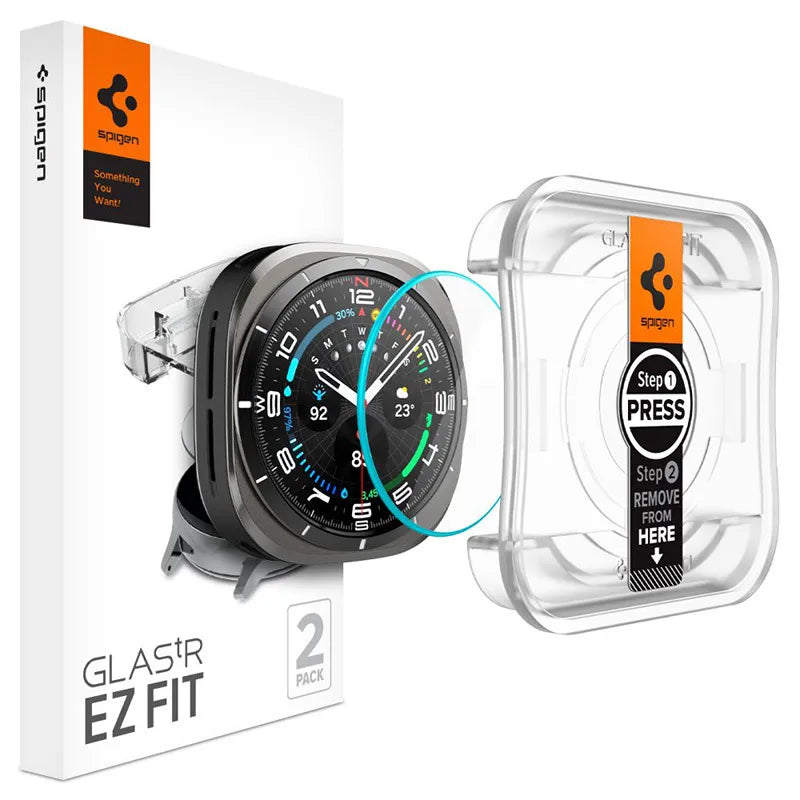 Spigen GLAS.TR EZ FIT 2 vnt. – Grūdintas stiklas, skirtas Samsung Galaxy Watch Ultra 47 mm (2025/2024) (2 vienetai)