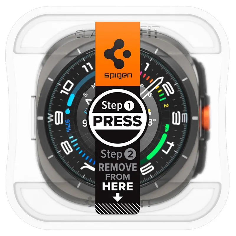 Spigen GLAS.TR EZ FIT 2 vnt. – Grūdintas stiklas, skirtas Samsung Galaxy Watch Ultra 47 mm (2025/2024) (2 vienetai)
