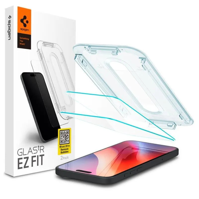 SPIGEN GLAS.TR "EZ FIT" grūdintas stiklas 2 vnt. iPhone 16 Pro / 17 / 17 Pro Skaidrus