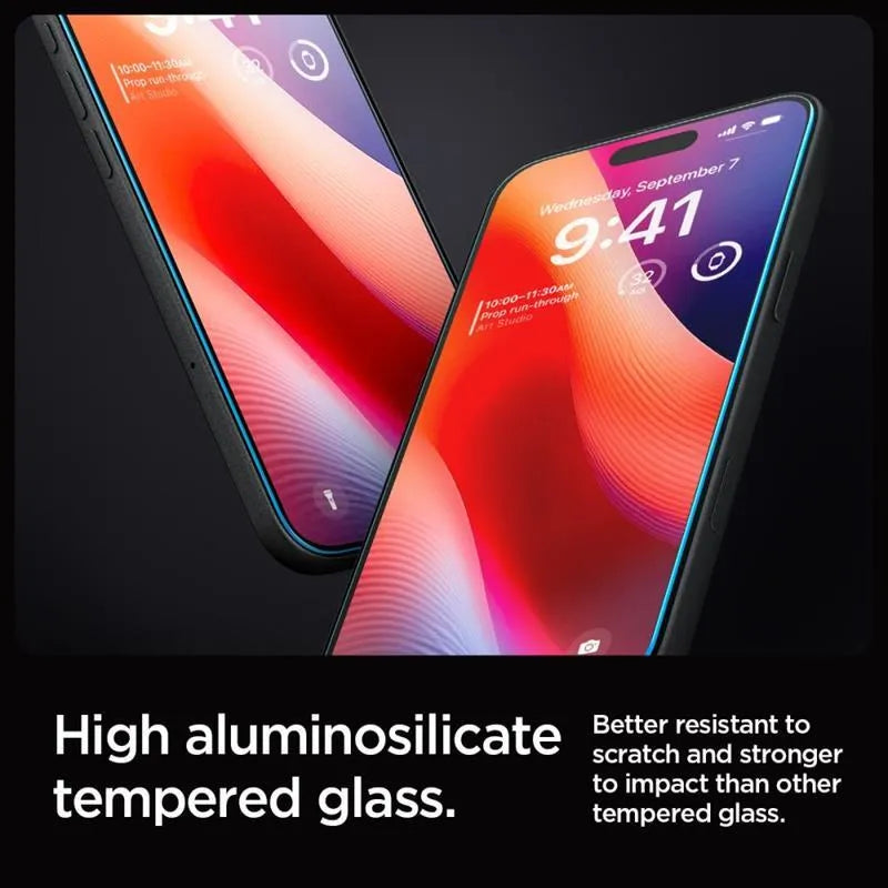 SPIGEN GLAS.TR "EZ FIT" grūdintas stiklas 2 vnt. iPhone 16 Pro / 17 / 17 Pro Skaidrus