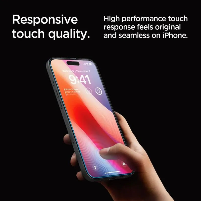 SPIGEN GLAS.TR "EZ FIT" grūdintas stiklas 2 vnt. iPhone 16 Pro / 17 / 17 Pro Skaidrus