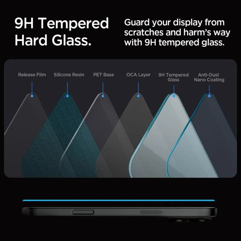 SPIGEN GLAS.TR "EZ FIT" grūdintas stiklas 2 vnt. iPhone 16 Pro / 17 / 17 Pro Skaidrus