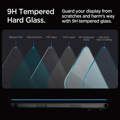 SPIGEN GLAS.TR "EZ FIT" grūdintas stiklas 2 vnt. iPhone 16 Pro / 17 / 17 Pro Skaidrus
