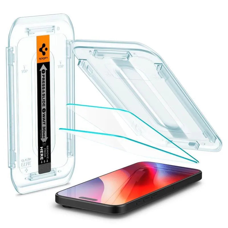 SPIGEN GLAS.TR "EZ FIT" grūdintas stiklas 2 vnt. iPhone 16 Pro / 17 / 17 Pro Skaidrus