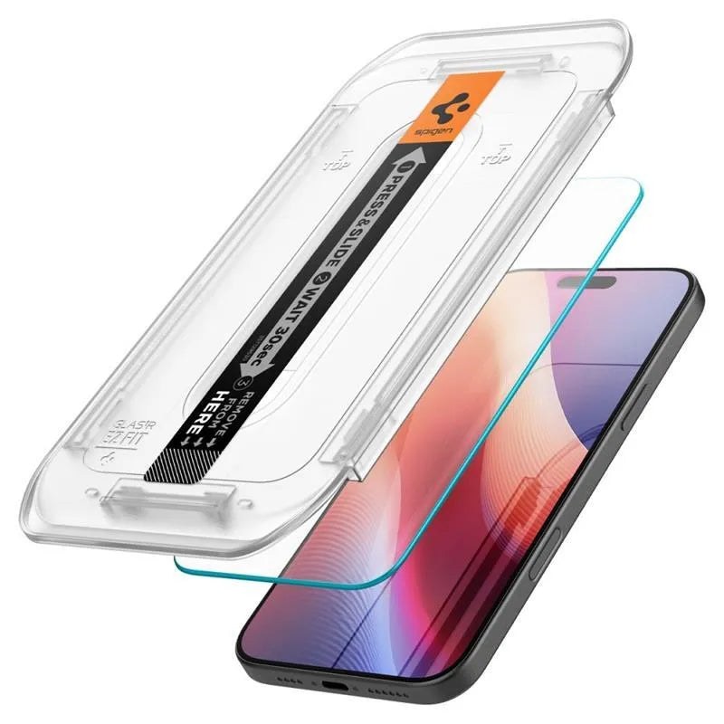SPIGEN GLAS.TR "EZ FIT" grūdintas stiklas 2 vnt. iPhone 16 Pro / 17 / 17 Pro Skaidrus