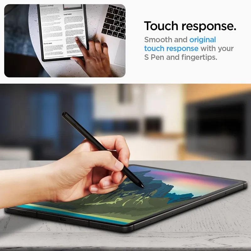 Spigen GLAS.TR EZ FIT - Grūdintas stiklas, skirta Samsung Galaxy Tab S9 11" / S9 FE / S10 FE / S10 Lite 10.9" X710 / X716B / X510 / X516B / X520 / X526 / X400 / X406B