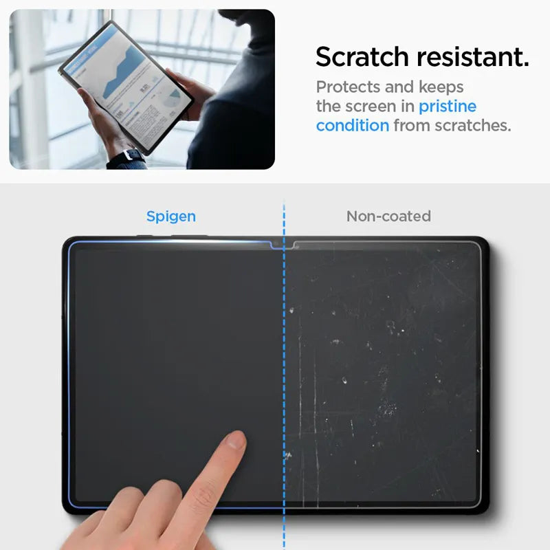 Spigen GLAS.TR EZ FIT - Grūdintas stiklas, skirta Samsung Galaxy Tab S9 11" / S9 FE / S10 FE / S10 Lite 10.9" X710 / X716B / X510 / X516B / X520 / X526 / X400 / X406B