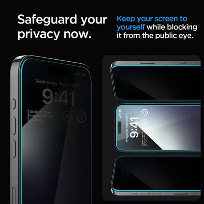 Spigen GLAS.TR EZ FIT Privacy 2 vnt. – grūdintas stiklas su privatumo filtru „iPhone 15“ / 16, 2 vnt.