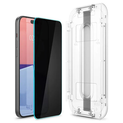 Spigen GLAS.TR EZ FIT Privacy 2 vnt. – grūdintas stiklas su privatumo filtru „iPhone 15“ / 16, 2 vnt.