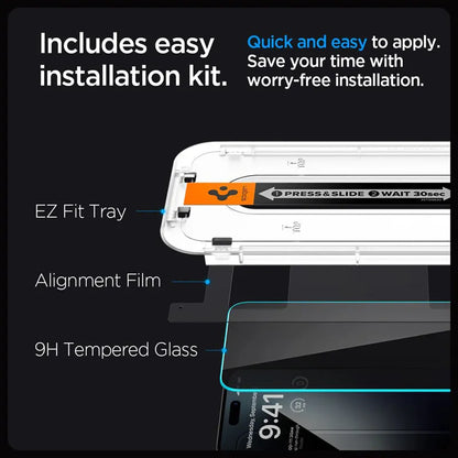 Spigen GLAS.TR EZ FIT Privacy 2 vnt. – grūdintas stiklas su privatumo filtru „iPhone 15“ / 16, 2 vnt.