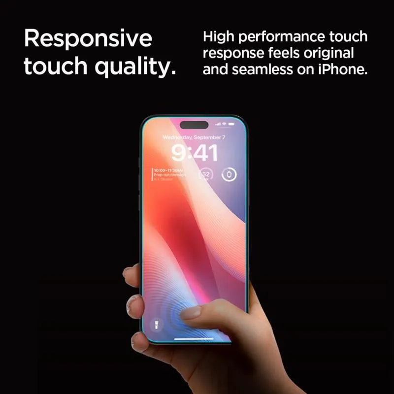 SPIGEN Glas.TR "EZ FIT" privatumo stiklas, 2 vnt., skirtas iPhone 16 Pro / 17 / 17 Pro