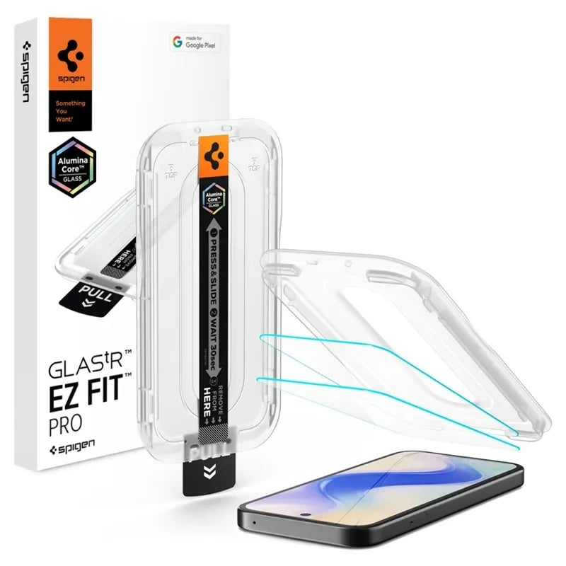 Spigen GLAS.TR EZ Fit Pro AC 2 pakuotės – grūdintas stiklas skirtas Google Pixel 10a (2 vnt.)