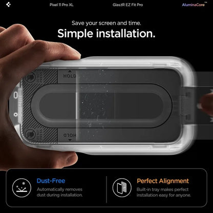 Spigen Glas.tR EZ Fit Pro AC 2 pakuotės - grūdintas stiklas, skirtas Google Pixel 11 Pro XL (2 vnt.)