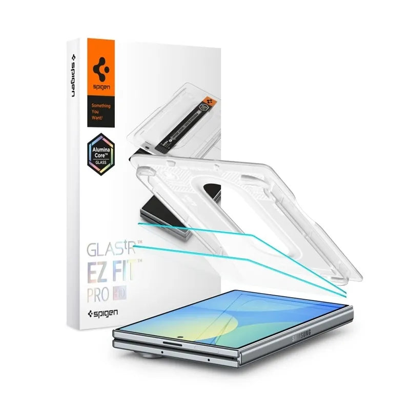 „Spigen GLAS.TR EZ Fit Pro AC HD“ 2 vnt. – grūdintas stiklas, skirtas „Samsung Galaxy Z Fold 8“ (2 vnt.)