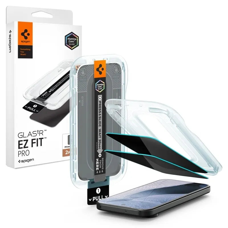Spigen Glas.tR EZ Fit Pro AC Privacy 2-Pack – grūdintas privatumo stiklas, skirtas Google Pixel 10 / 11 (2 vnt.)