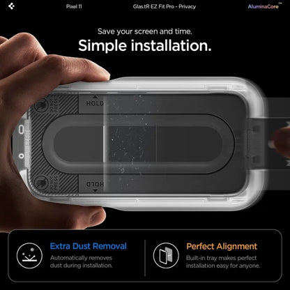Spigen Glas.tR EZ Fit Pro AC Privacy 2-Pack – grūdintas privatumo stiklas, skirtas Google Pixel 10 / 11 (2 vnt.)