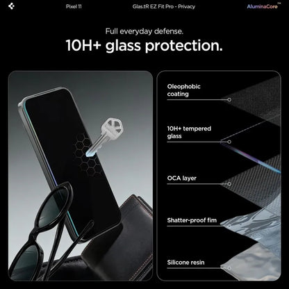 Spigen Glas.tR EZ Fit Pro AC Privacy 2-Pack – grūdintas privatumo stiklas, skirtas Google Pixel 10 / 11 (2 vnt.)