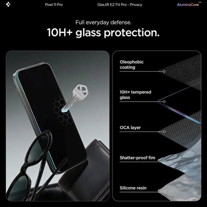Spigen Glas.tR EZ Fit Pro AC Privacy 2-vnt. - Grūdintas privatumo stiklas, skirtas Google Pixel 9 / 9 Pro / 10 Pro / 11 Pro (2 vnt.)