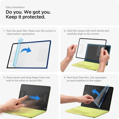 Spigen Glas.tR Slim FC – grūdintas stiklas, skirtas MacBook Neo (juodas rėmelis)