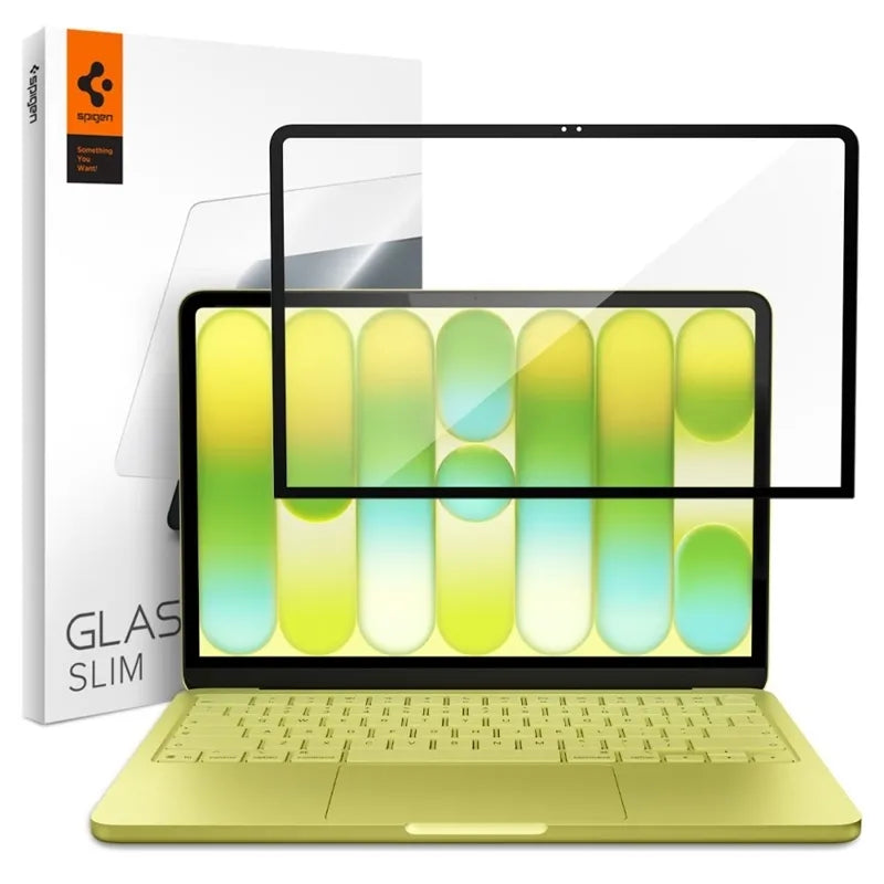 Spigen Glas.tR Slim FC – grūdintas stiklas, skirtas MacBook Neo (juodas rėmelis)