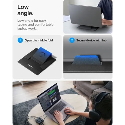 Spigen LD201-S8 Slimfold – nešiojamojo kompiuterio / planšetės stovas (kosminės pilkos spalvos)