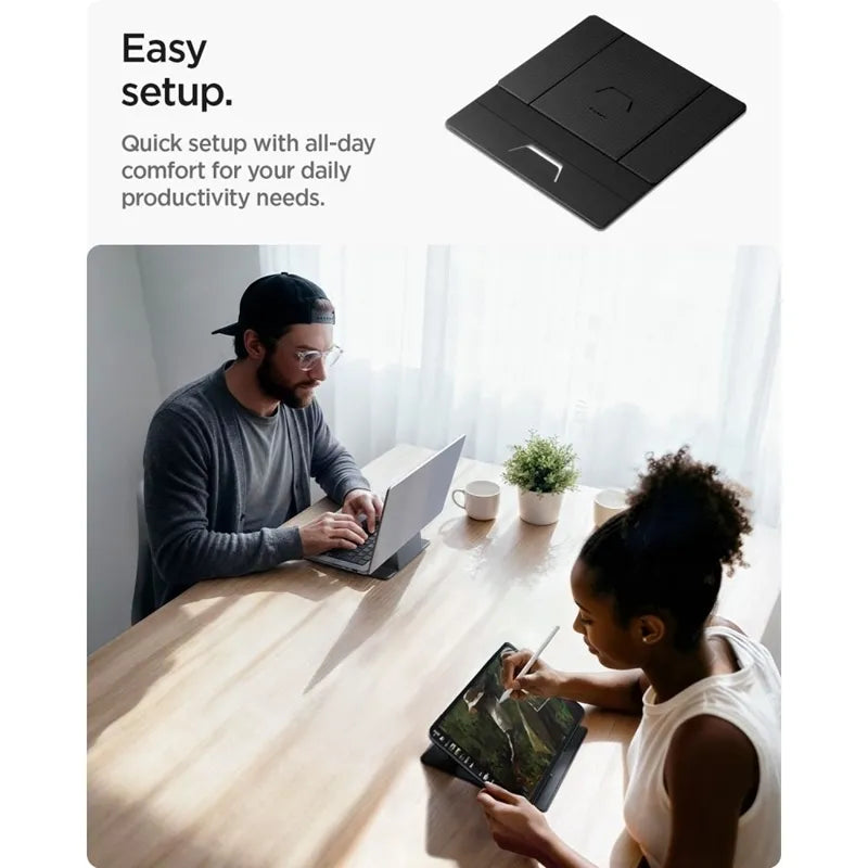 Spigen LD201-S8 Slimfold – nešiojamojo kompiuterio / planšetės stovas (kosminės pilkos spalvos)