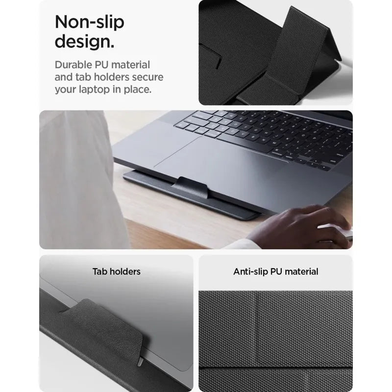 Spigen LD201-S8 Slimfold – nešiojamojo kompiuterio / planšetės stovas (kosminės pilkos spalvos)