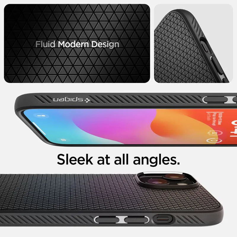 Spigen Liquid Air – dėklas skirtas iPhone 15 Plus (matinė juoda)