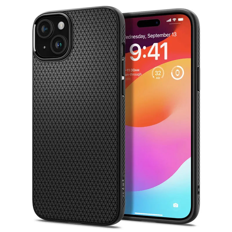Spigen Liquid Air – dėklas skirtas iPhone 15 Plus (matinė juoda)