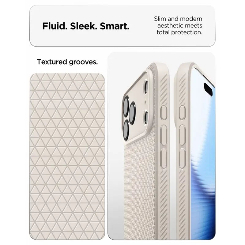 Spigen Liquid Air – dėklas, skirtas iPhone 18 Pro / 17 Pro (natūralaus titano spalvos)