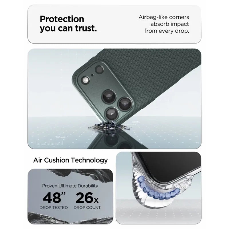 Spigen Liquid Air – dėklas, skirtas iPhone 18 Pro Max / 17 Pro Max (Abyss Green)