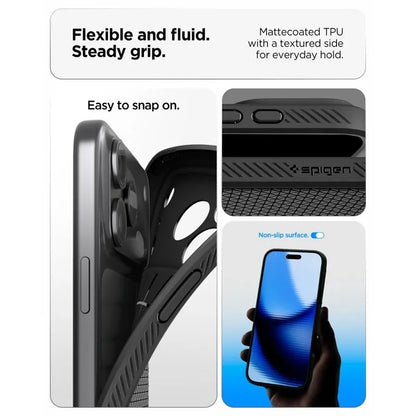 Spigen Liquid Air – dėklas, skirtas iPhone 18 Pro Max / 17 Pro Max (matinė juoda spalva)