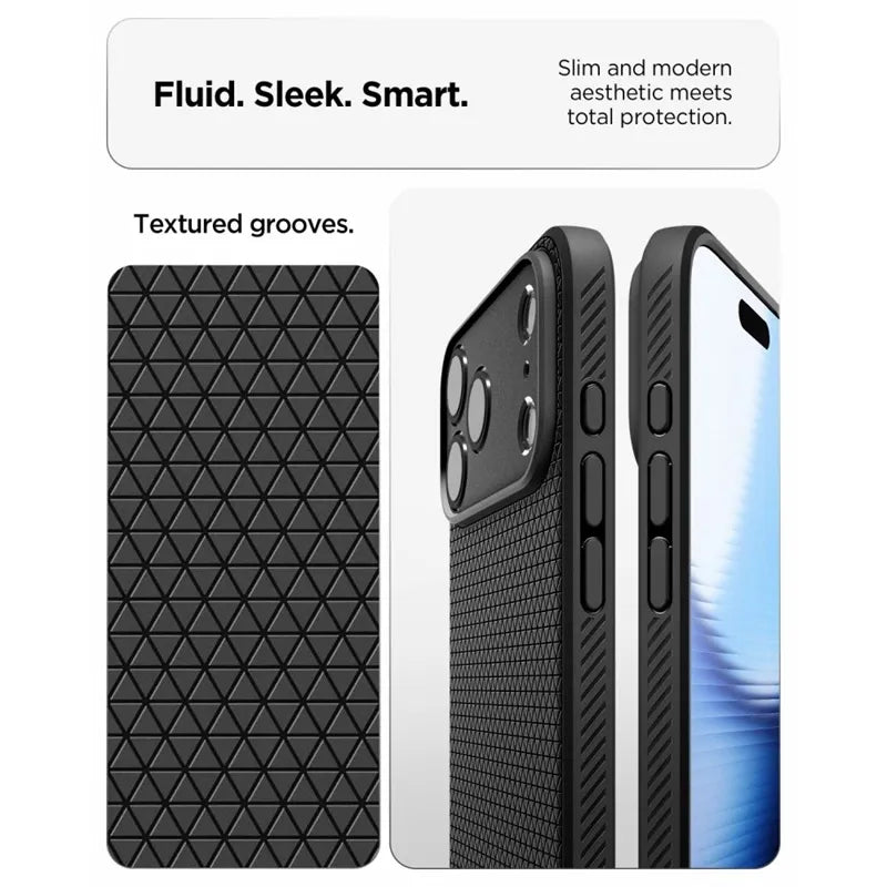Spigen Liquid Air – dėklas, skirtas iPhone 18 Pro Max / 17 Pro Max (matinė juoda spalva)