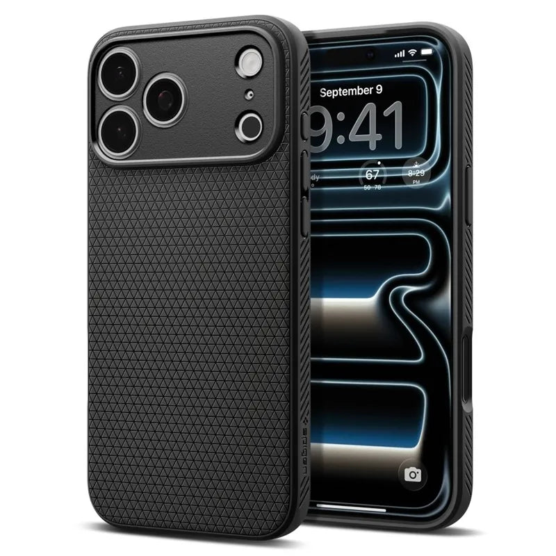 Spigen Liquid Air – dėklas, skirtas iPhone 18 Pro Max / 17 Pro Max (matinė juoda spalva)