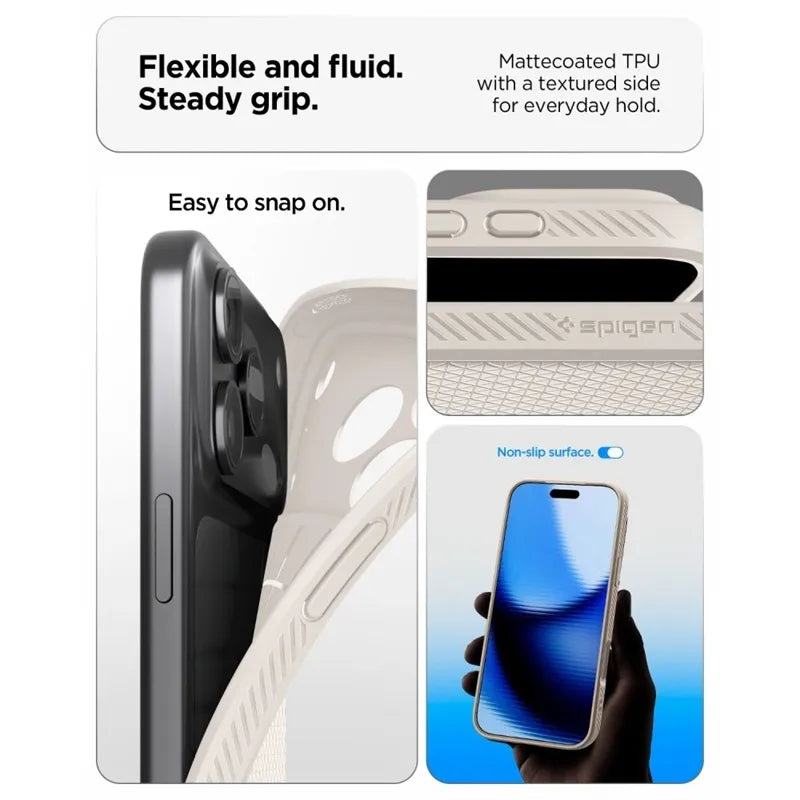 Spigen Liquid Air – dėklas, skirtas iPhone 18 Pro Max / 17 Pro Max (Natural Titanium)