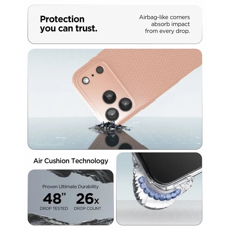 Spigen Liquid Air – dėklas, skirtas iPhone 18 Pro Max / 17 Pro Max (rožinio titano spalvos)