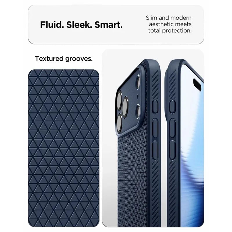 Spigen Liquid Air – dėklas, skirtas iPhone 18 Pro Max / 17 Pro Max (tamsiai mėlynas)