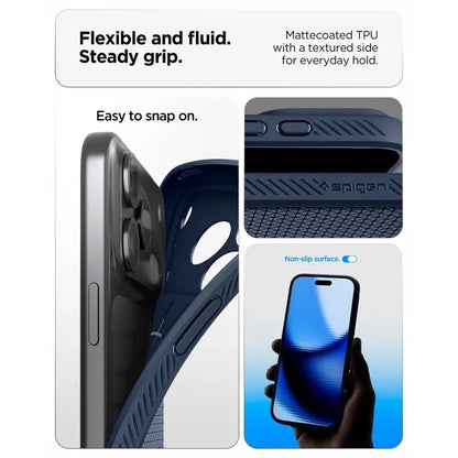 Spigen Liquid Air – dėklas, skirtas iPhone 18 Pro Max / 17 Pro Max (tamsiai mėlynas)