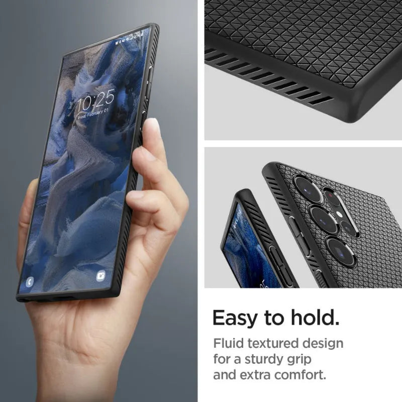 Spigen Liquid Air – dėklas, skirtas „Samsung Galaxy S23 Ultra“ (matinė juoda)