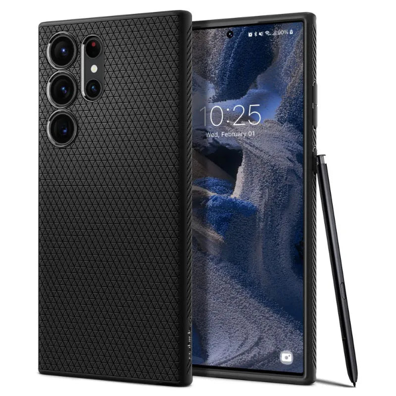 Spigen Liquid Air – dėklas, skirtas „Samsung Galaxy S23 Ultra“ (matinė juoda)