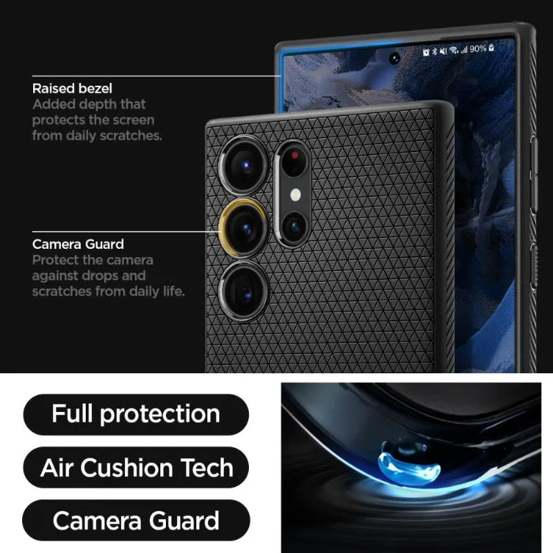 Spigen Liquid Air – dėklas, skirtas „Samsung Galaxy S23 Ultra“ (matinė juoda)