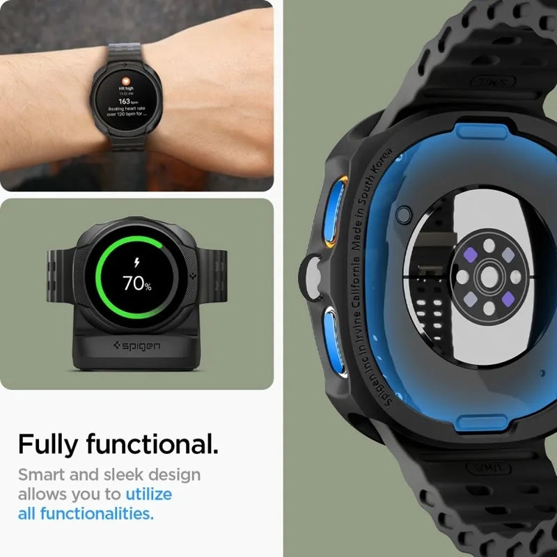 Spigen Liquid Air – Dėklas, skirtas Samsung Galaxy Watch 8 40 mm (Matinė juoda)