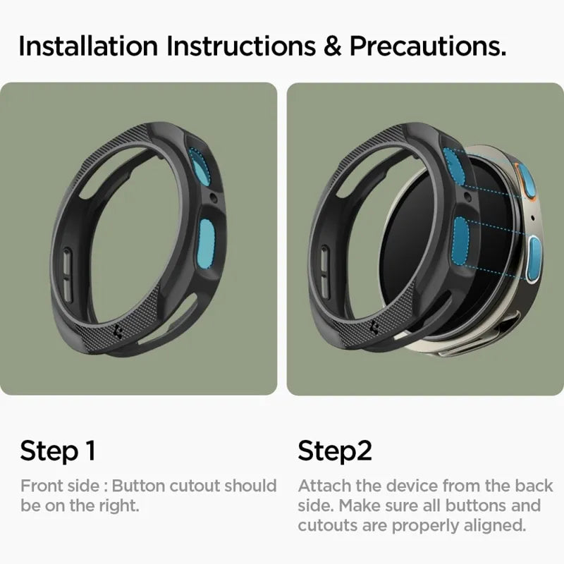 Spigen Liquid Air – Dėklas, skirtas Samsung Galaxy Watch 8 44 mm (Matinė juoda)