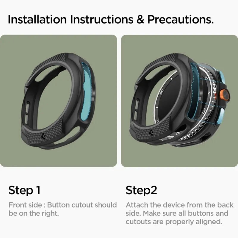 Spigen Liquid Air - Dėklas, skirtas Samsung Galaxy Watch 8 Classic 46 mm (Matinė juoda)