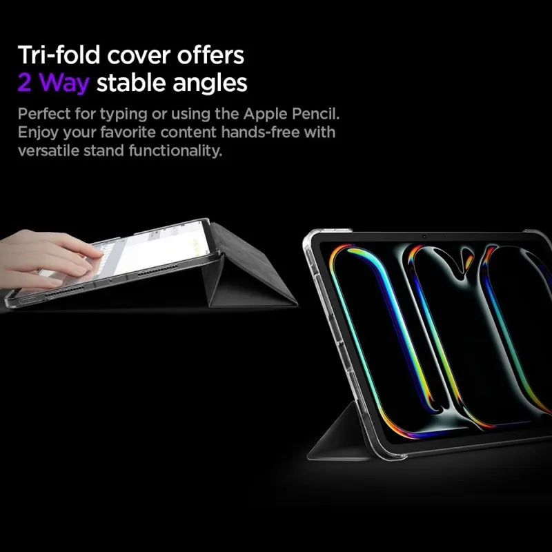 Spigen Liquid Air Folio – dėklas, skirtas iPad Pro 11" (M5, 2025 / M4, 2024) (juodas)